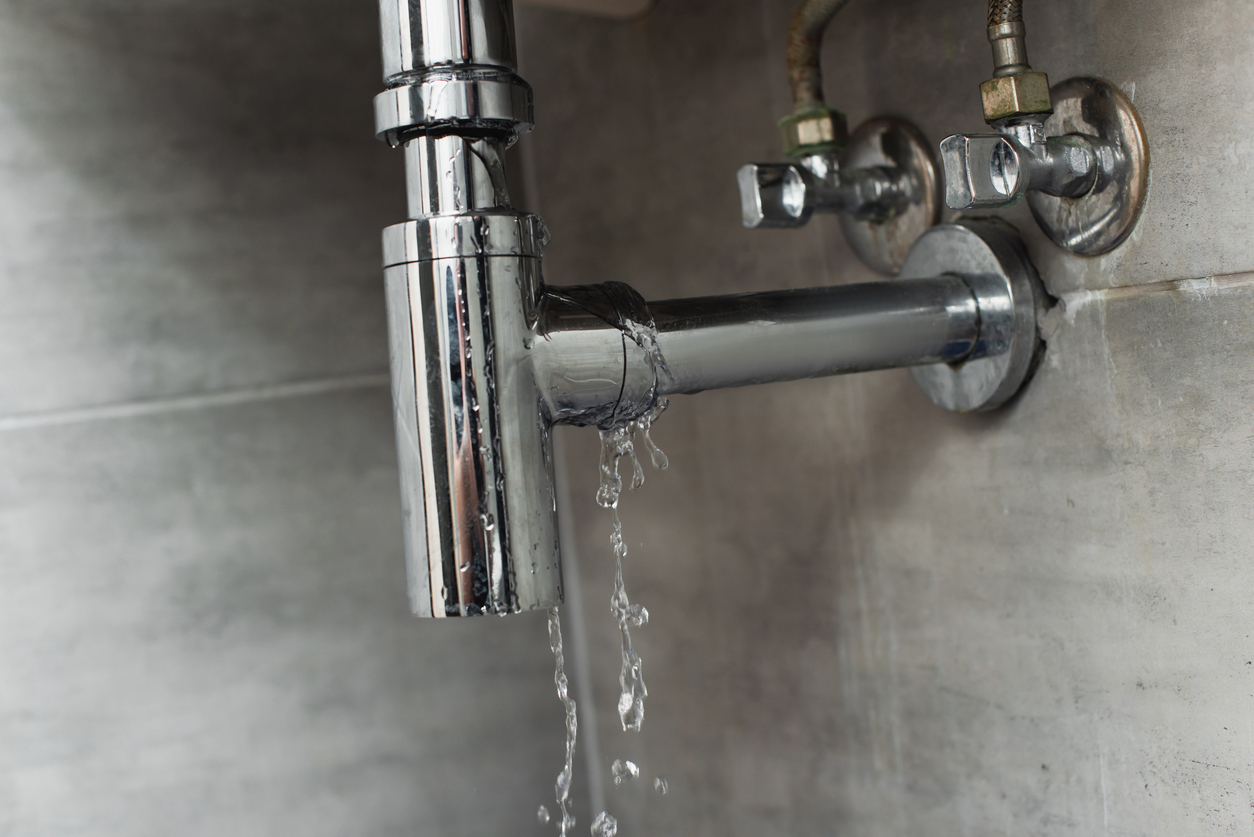 water leak under sink in Granbury home