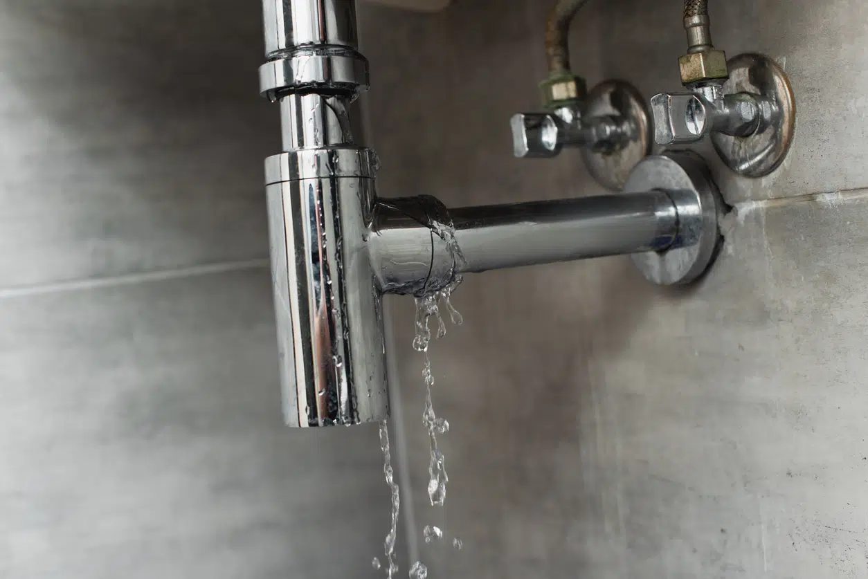 water leak under sink in Granbury home